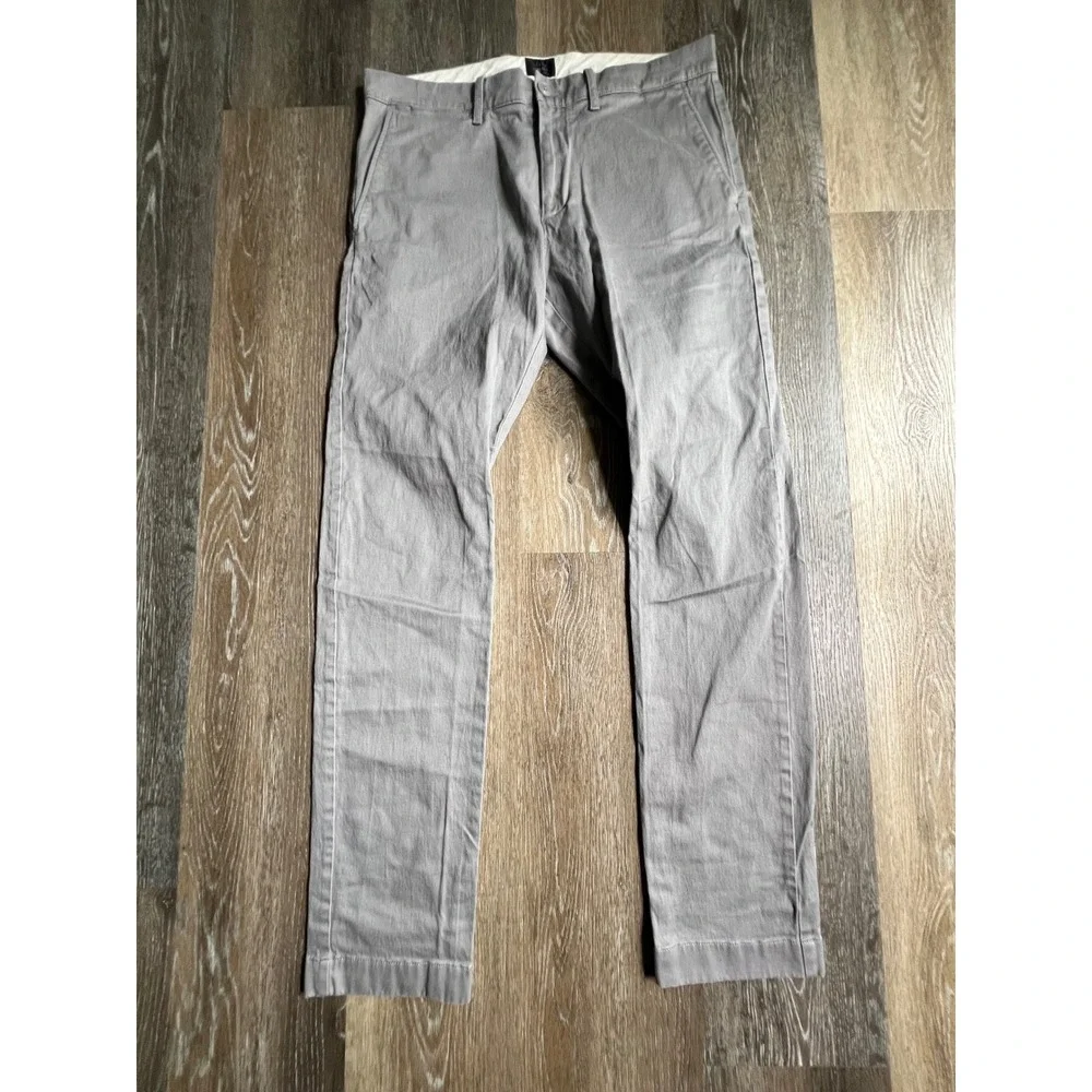 J. Crew 770 Straight Fit Pants Mens 32 Gray Chino Cotton Stretch Classic Casual